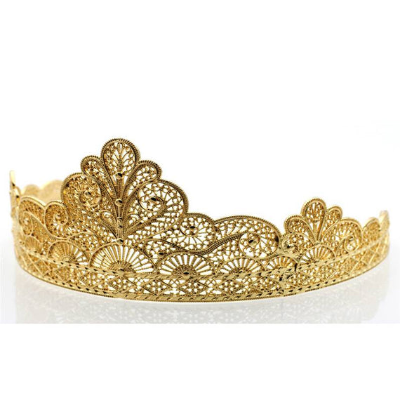 New Premium Rhinestone Flowered Tiaras - Gold