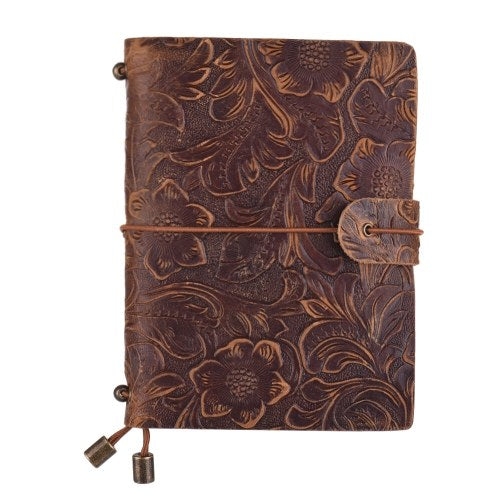 Vintage Full Grain Leather Refillable Travel Journal Notebook