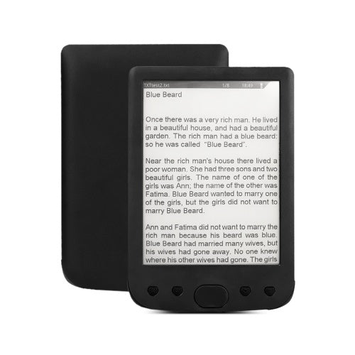 6 Inch e-Book Reader 800*600 Resolution E-Ink Screen Glare-free with USB Cable PU Cover Built-in Light 8GB Memory Storage E-reader Support TF Card