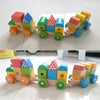 BEVA 25pcs Natural Wooden Train Building Blocks Toys