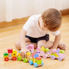 BEVA 25pcs Natural Wooden Train Building Blocks Toys