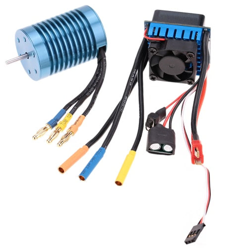 3650 4370KV 4P Sensorless Brushless Motor with 45A Brushless ESC（Electric Speed Controller）for 1/10 RC Off-Road Car