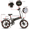 Samebike 20LVXD30 دراجة كهربائية 48V 350W عالية السرعة محرك تروس بدون فرش