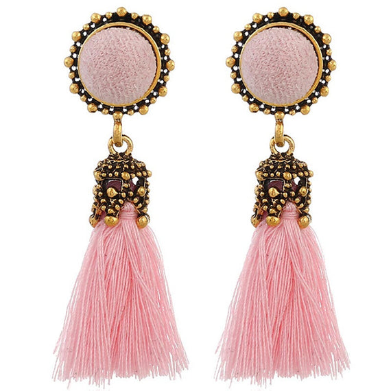 Retro Premium Ladies Tassel Earrings - Pink