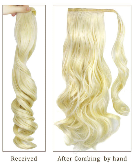 Rhyme Curly Ponytail Synthetic Long Wig - Blonde