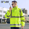 SFVest High Visibility Reflective Rainwear Coat Luminous Safety Raincoat Outdoor Hiking Riding Men and Women Waterproof 300D Oxford Cloth Coating