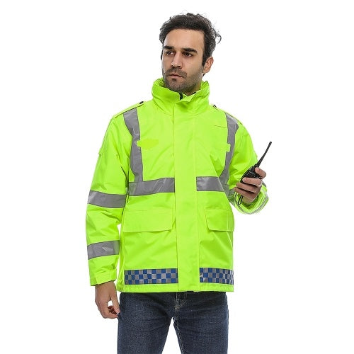 SFVest High Visibility Reflective Rainwear Coat Luminous Safety Raincoat Outdoor Hiking Riding Men and Women Waterproof 300D Oxford Cloth Coating