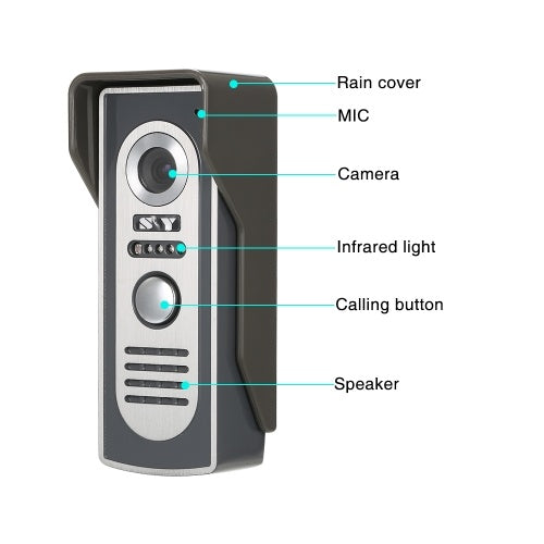 Wired Video Doorbell 7" TFT LCD Touch Screen Video Door Phone