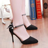 Fashion Women Summer Heels Pointed Toe Low Vamp Flat Sole Shoes Sandals Black