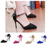 Fashion Women Summer Heels Pointed Toe Low Vamp Flat Sole Shoes Sandals Black