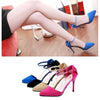 Fashion Women Summer Heels Pointed Toe Low Vamp Flat Sole Shoes Sandals Black