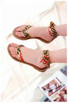 Summer Fashion Women Flats Floral Print Toe-post  Thin Shoes Sandals Yellow