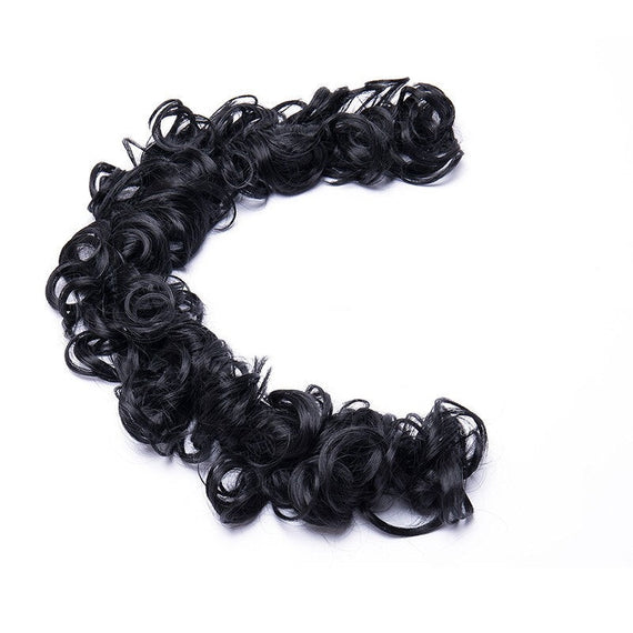 Scrunchie Hair Ponytail Wrap Curly - Dark Black