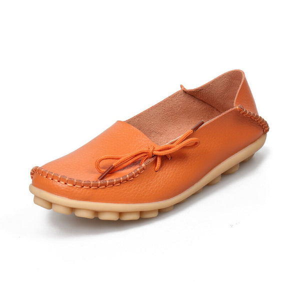 Soft Flats Women Moccasins Leather Shoes - Orange