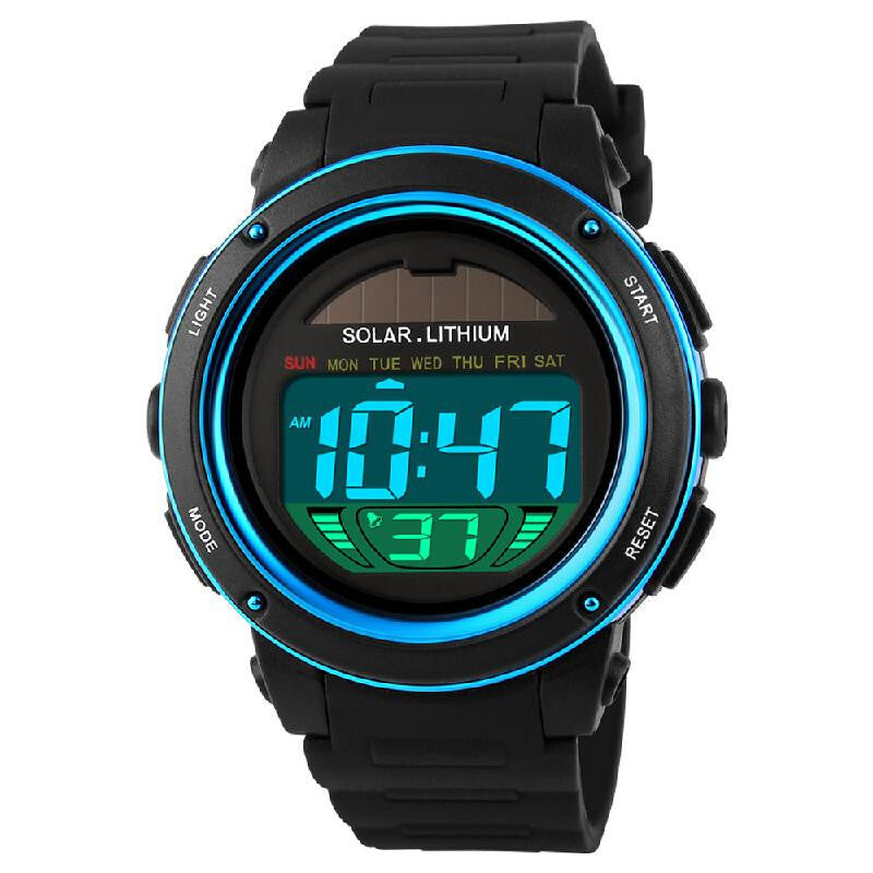 Solar Powered Premium Digital Unisex Wristwatch - Blue