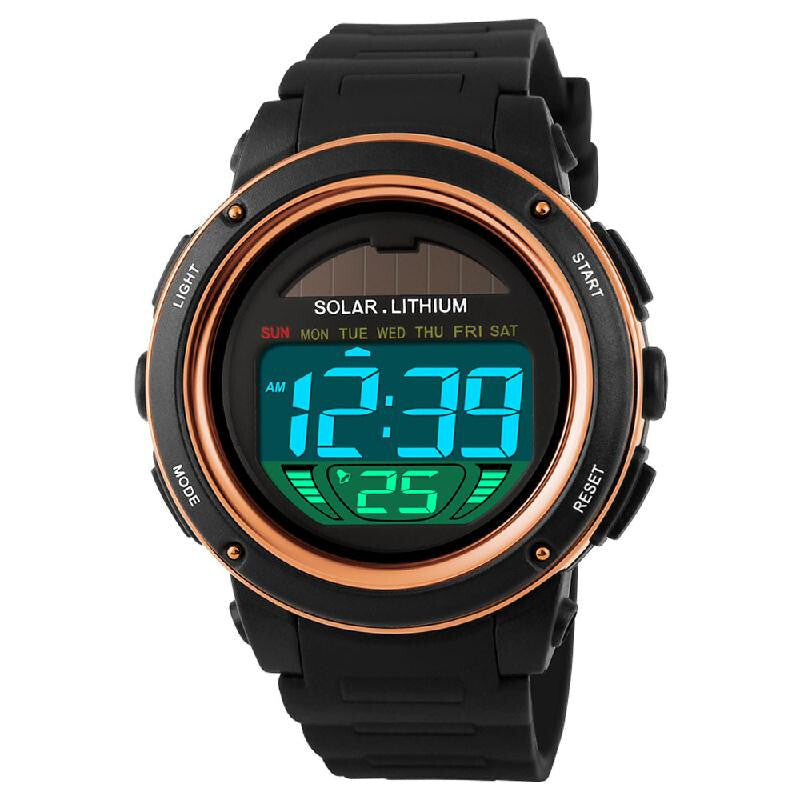 Solar Powered Premium Digital Unisex Wristwatch - Gold