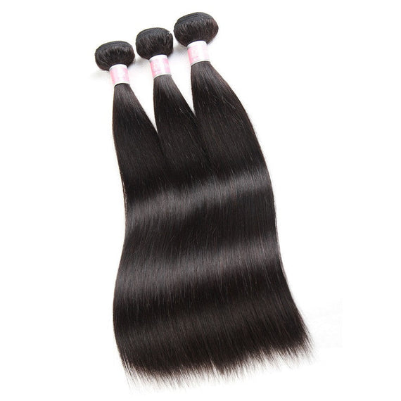 Straight Hair With Bundle Lace Closure - Black