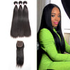 Straight Hair With Bundle Lace Closure - Black