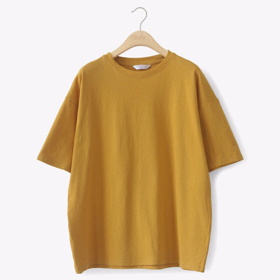 Stylish Women Cotton Elastic Loose Shirt - Yellow