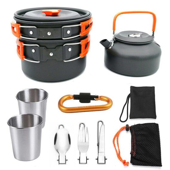 Sunions Premium 17960 Outdoor Camping Pot Set - Orange