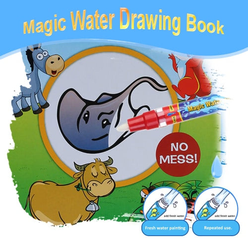 Non-toxic Magic Water Drawing Book Coloring Book Doodle with Magic Pen Animals Painting No Ink Educational Toy