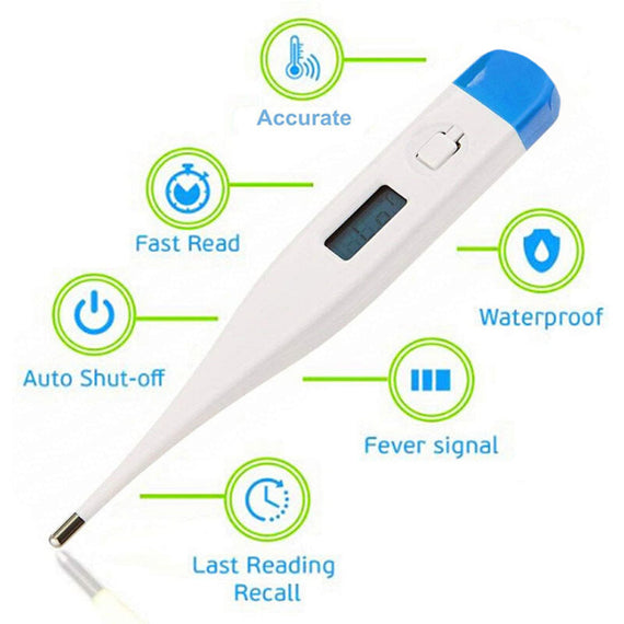 ميزان حرارة رقمي للإبط عن طريق الفم - أزرق 