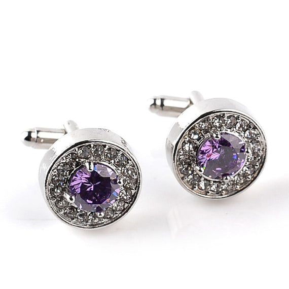 Twisted Premium Knot Round Cuff Links - Purple