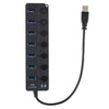 USB 3.0 HUB Splitter 7 Ports with On/Off Switches High Speed 5Gbps Micro Multiple USB Port Expander for PC Computer