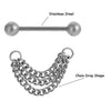 Nipple Bar Ring Barbell Chain Drop Stainless Steel Shield Body Piercing Jewelry for Men & Women