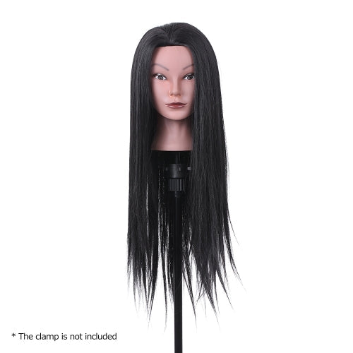 23" Hairdressing Training Head Dummy Head Cosmetology Mannequin Head 30% Real Hair + 70% High Temperature Fiber Black