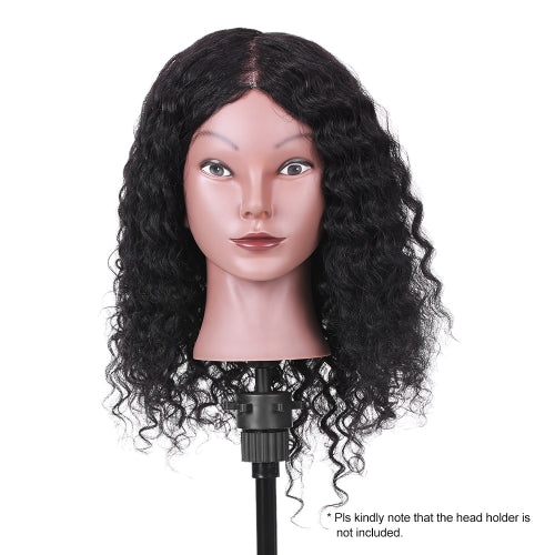 15" 100% Real Hair Mannequin Head Curly Hair Salon Training Head Cosmetology Mannequin Head Salon Dummy Head for Hair Styling Practice