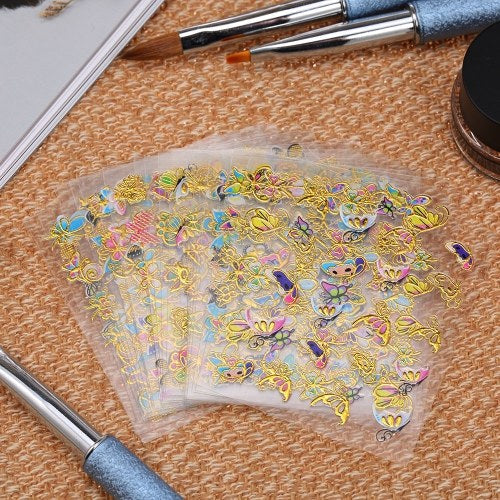 24 Sheets Multistyle Nail Art Decorations Butterfly 3D Stickers Gel Polish Tips DIY Self-adhesive Easy Transfer