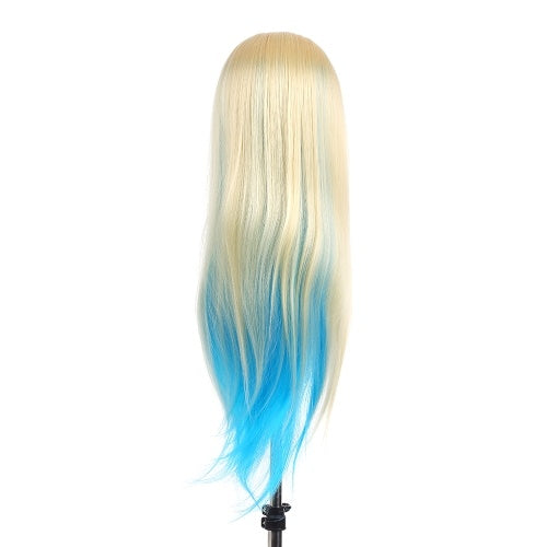 27" Mannequin Head Blue+Gold Hairdressing Training Head Hair Braiding Styling Practice Dummy Head Model With Clamp