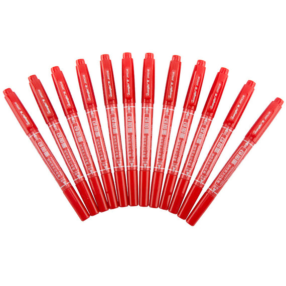 Wide Premium 12Pcs Double Headed Marker - Red