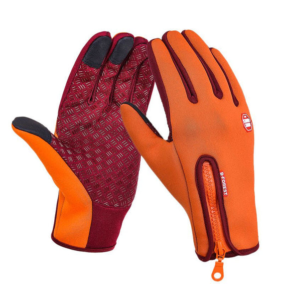 Windproof Premium Cycling Touch Gloves - Orange