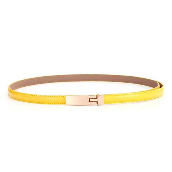 Women Classic Minimalist Leather Belt - Yellow