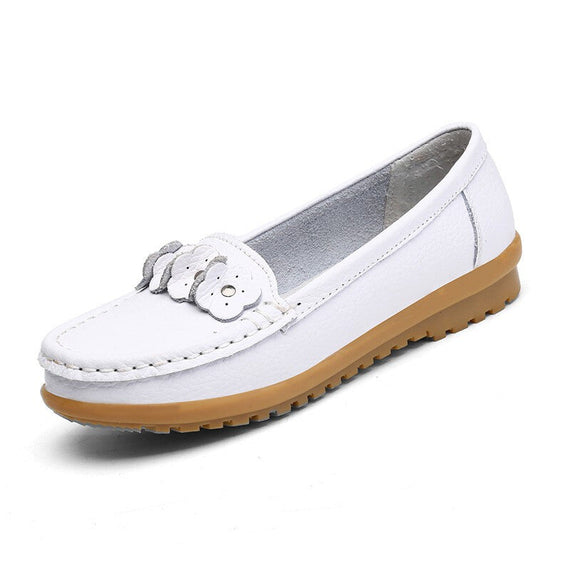 Women Cow Muscle Ballet Light Shoes - White