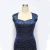 Women Lace Embroidery Bodycon Dress - Blue