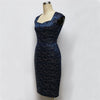 Women Lace Embroidery Bodycon Dress - Blue