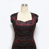 Women Lace Embroidery Bodycon Dress - Red