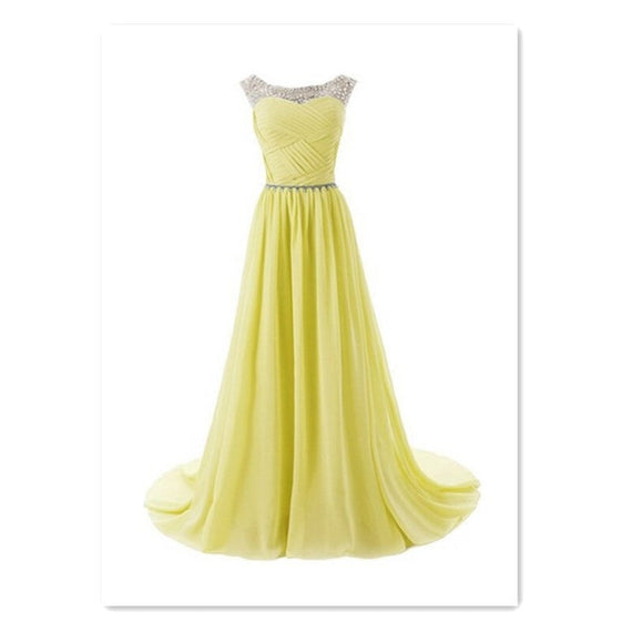Women Long Skirt Evening Dress - Light Yellow