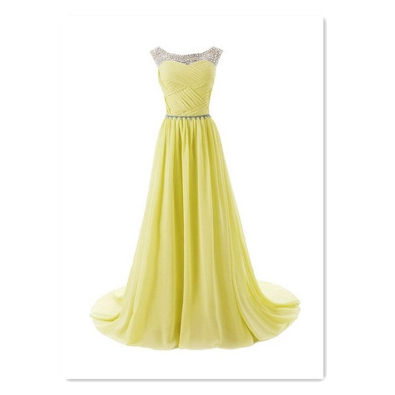 Women Long Skirt Evening Dress - Yellow