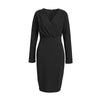 Women Long Sleeve Bodycon Casual Dress - Black
