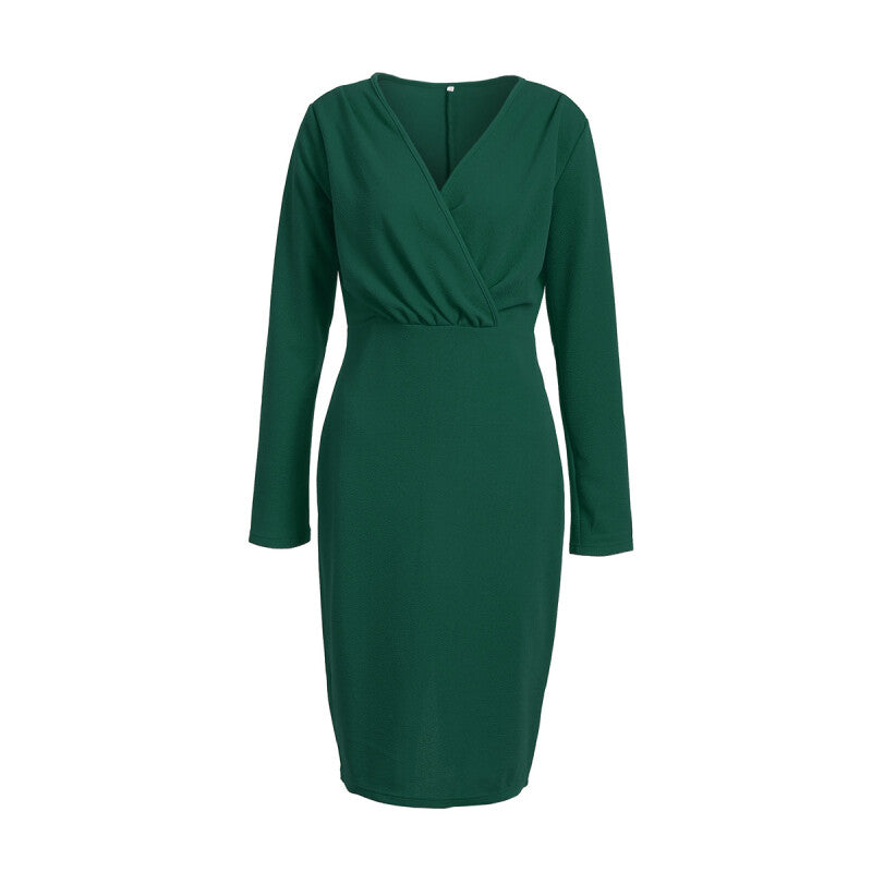 Women Long Sleeve Bodycon Casual Dress - Green