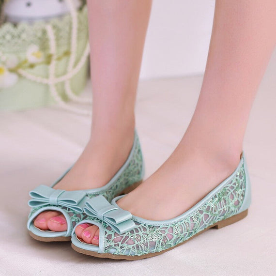 Women Shoes Sequin Fabric Flat Slip-On - Blue