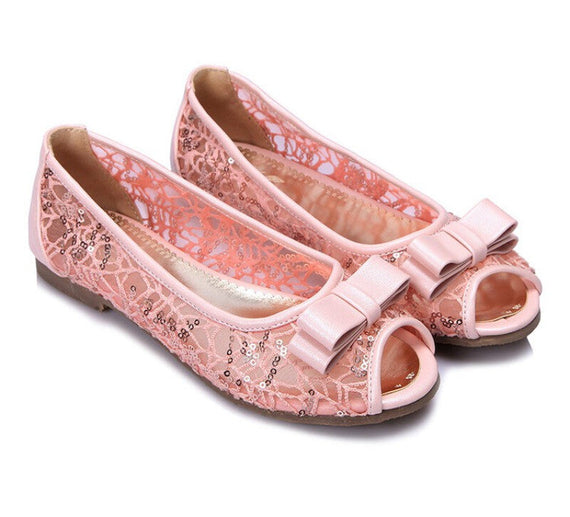 Women Shoes Sequin Fabric Flat Slip-On - Pink