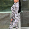 Women Tiger Print Jumpsuit Bodycon - White