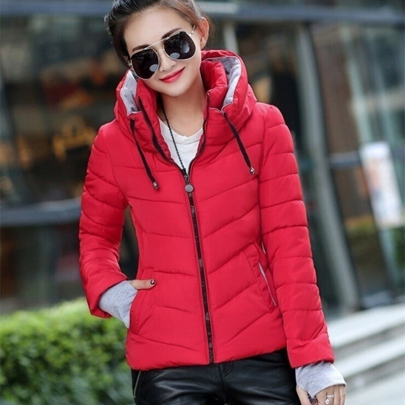 Women's Plus Size Cotton-Padded Parka - Red