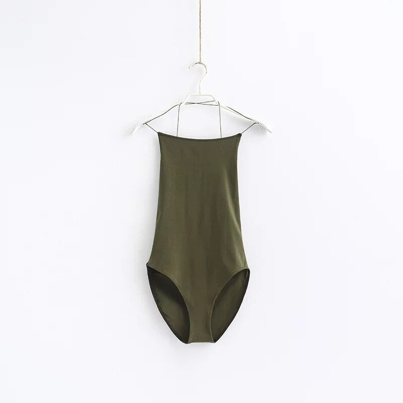 Women's Sexy Backless Camisole Bodysuit - Green