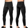 3 Packs Men High Waist Yoga Pants Quick Dry Sports Pants Fitness Leggings Workout Pants with Pocket